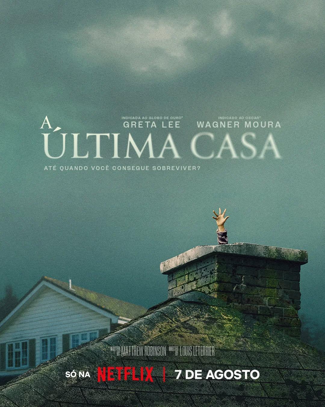 Pôster do filme "A Última Casa" (The Last House), dirigido por Louis Leterrier.Sinopse: Greta Lee e Wagner Moura vivem o casal Ann e Jason, pais de dois filhos, a família de quatro pessoas fica misteriosamente presa dentro de sua própria residência de maneira inexplicável. Sem poder sair e com os recursos se esgotando rapidamente, eles precisam lutar pela sobrevivência enquanto enfrentam uma força misteriosa responsável pelo confinamento.O elenco conta também com Sid Edwards, Lewis Goody, Audrey Anderson, Nancy Baldwin, Tawny Fontana, Jed Aukin, Oliver Henry Arnold, Gabriel Barbosa, Felicity Bown, Riley Chung, Emma Ho e Noah Alexander Sosnowski.O longa-metragem pertence aos gêneros de thriller, ficção científica, suspense e terror. Matthew Robinson assina o roteiro.A estreia está agendada para o dia 7 de agosto.•••#aultimacasa #netflixbr #louisleterrier #wagnermoura #gretalee