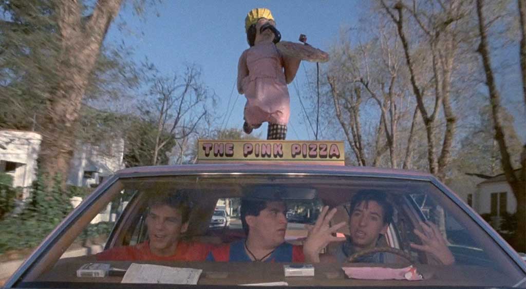 Rick David e Gary e o carro The Pink Pizza.