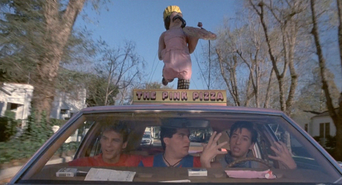 Rick David e Gary e o carro The Pink Pizza.