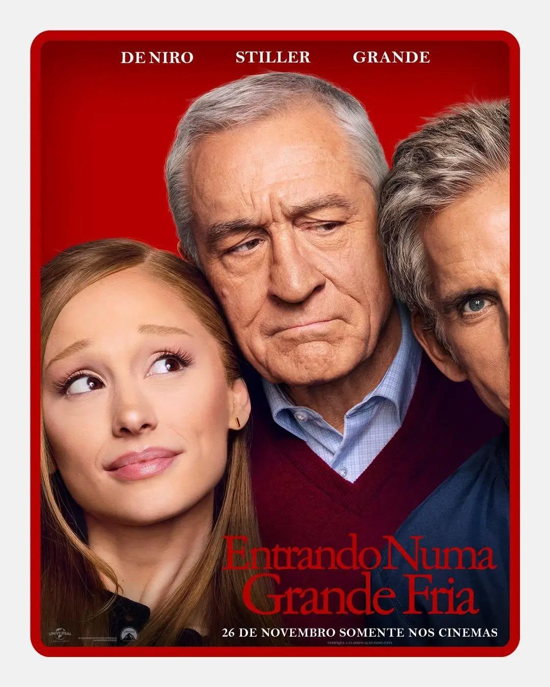 Este é o pôster do que deveria ser "Entrando Numa Fria 4"; no entanto, o título do quarto filme foi rebatizado para "Entrando Numa Grande Fria" (Focker-in-Law), uma homenagem à cantora e atriz Ariana Grande.Sinopse: Henry Focker (Skyler Gisondo), filho de Greg (Ben Stiller) e Pam (Teri Polo), se apaixona e fica noivo de Olivia Jones (Ariana Grande), uma mulher dominadora e obstinada que parece não combinar nada com a família Pinto, despertando o choque e a desconfiança de todos. A situação muda completamente de figura: os papéis se invertem e agora é Greg quem assume o posto de sogro superprotetor e desconfiado, enquanto Jack Byrnes (Robert De Niro) continua sendo a presença intimidadora que observa tudo de perto.Ben Stiller, Robert De Niro e Owen Wilson regressam à franquia de comédia; Ariana Grande se junta ao elenco para adicionar ainda mais confusão e momentos constrangedores à dinâmica familiar.O longa é dirigido por John Hamburg; além de ser o roteirista desta quarta sequência, Hamburg também escreveu os roteiros dos três filmes anteriores.O lançamento do filme "Entrando Numa Grande Fria" está marcado para o dia 26 de novembro nos cinemas do Brasil.•••#filmesdecomedia #benstiller #robertdeniro #owenwilson #arianagrande