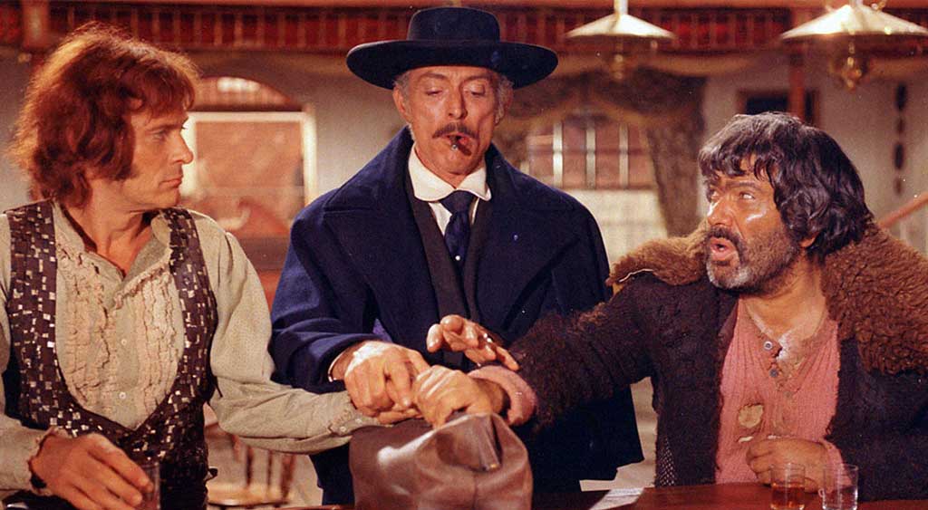 Banjo (William Berger), Sabata (Lee Van Cleef) e Carrincha (Ignazio Spalla).