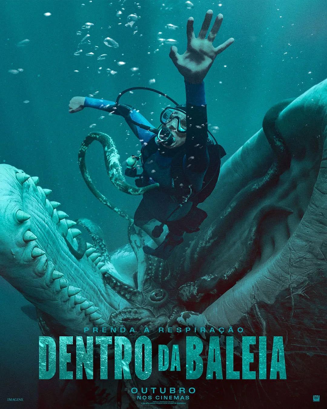 Pôster oficial de "Dentro da Baleia" (Whalefall), longa-metragem de suspense e sobrevivência baseado no romance de 2023 de Daniel Kraus, que coescreveu o roteiro com Brian Duffield, também responsável pela direção.Sinopse: "Whalefall" acompanha um jovem mergulhador chamado Jay Gardiner (Austin Abrams), que, ao mergulhar na costa da Califórnia para buscar os restos mortais de seu falecido pai (Josh Brolin), é engolido vivo por um gigantesco cachalote. Com apenas uma hora de oxigênio, ele trava uma corrida desesperada pela sobrevivência.Além de Abrams e Brolin, o elenco conta também com Elisabeth Shue, Emily Rudd, Jane Levy, John Ortiz, Mark Meloro Jr., Sam Skolnik e Nicholas Gould.O filme "Dentro da Baleia" é produzido pelas empresas Imagine Entertainment e 3 Arts Entertainment, com distribuição da 20th Century Studios.Respire fundo e mergulhe nessa trama de tirar o fôlego a partir de outubro, somente nos cinemas.•••#dentrodabaleia #filmesdesuspense #sobrevivencia #brianduffield #danielkraus