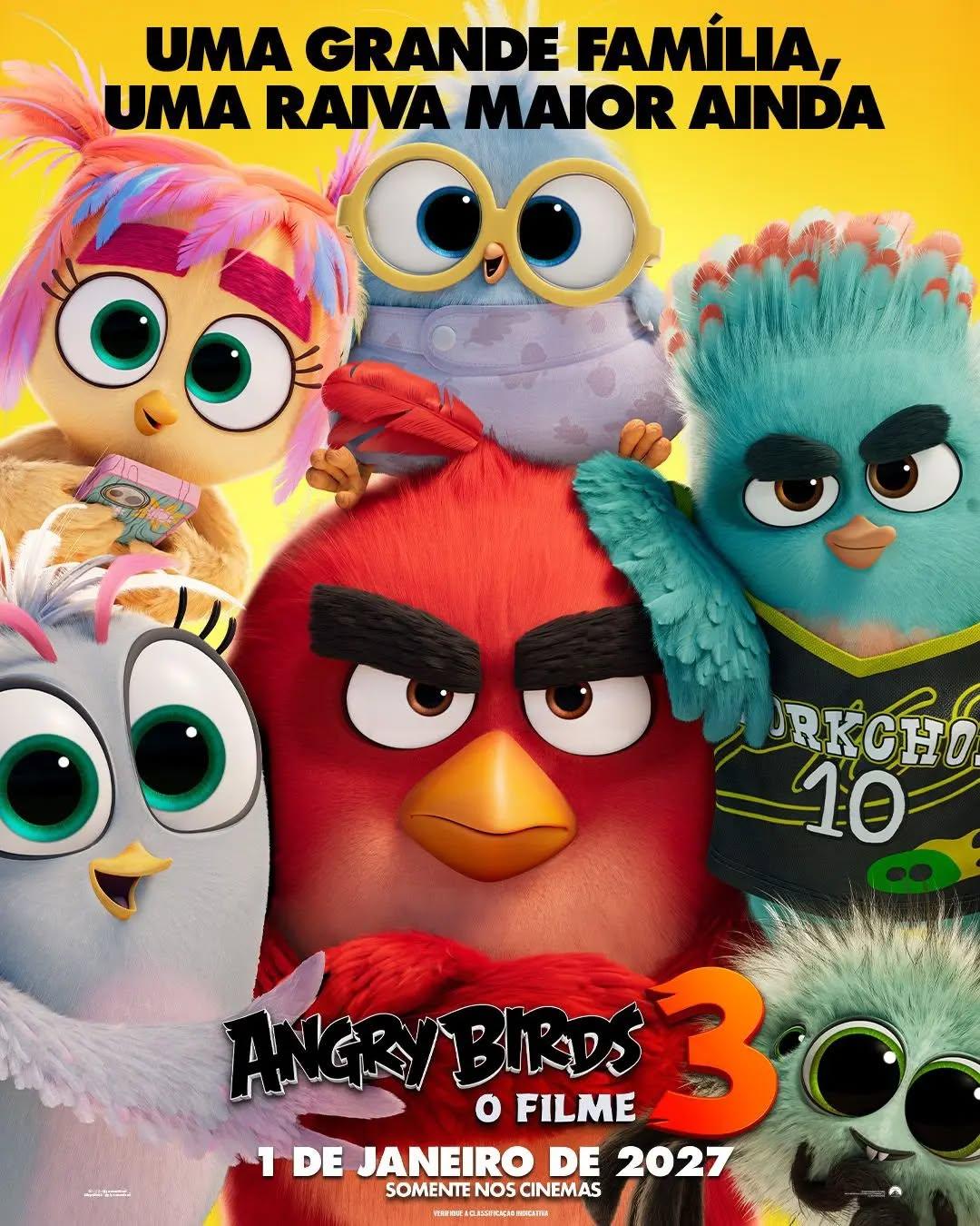 Com este pôster de "Angry Birds 3: O Filme", divulgado pela Paramount Pictures Brasil, fica evidente que a família Angry Birds ficou ainda maior. Imagine, então, o quanto cresceu o nível da diversão!O terceiro filme da franquia de animação Angry Birds estreia em 1º de janeiro de 2027 nos cinemas.•••#angrybirds #angrybirds3 #filmesdeanimação #jasonsudeikis #emmamyers