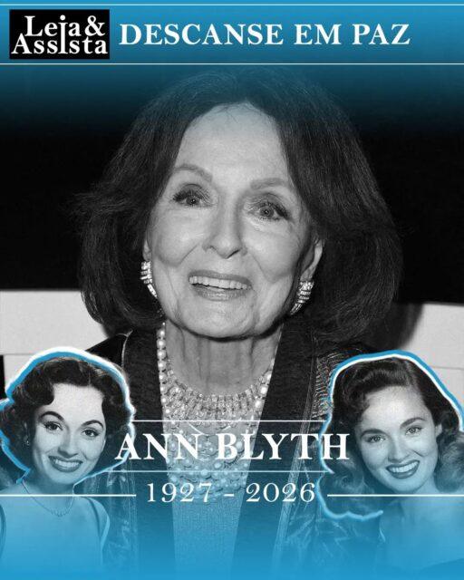 #AnnBlyth, atriz indicada ao Oscar por "Alma em Suplício" (1945), morreu aos 98 anos.A dois meses de completar 99 anos, Blyth faleceu na última quarta-feira (24) de causas naturais, segundo informações de um relatório de George Pennacchio, da KABC. Ann Blyth foi um dos grandes ícones da Era de Ouro de Hollywood.Ela trabalhou extensivamente nas décadas de 1940 e 1950, tendo participado de elencos de filmes notáveis, como "Brutalidade" (1947), "O Grande Caruso" (1951), "O Mundo em Seus Braços" (1952) e "O Ladrão do Rei" (1955).No Oscar de 1946, Ann Blyth foi indicada na categoria de "Melhor Atriz Coadjuvante" por interpretar Veda Pierce, a filha malvada de Alma em "Alma em Suplício" (Mildred Pierce), do diretor Michael Curtiz.Anos depois, em 1957, a atriz também estrelou "Com Lágrimas na Voz" (The Helen Morgan Story), filme biográfico e musical de drama que narra narra a ascensão e a trágica queda de Helen Morgan (interpretada por Ann Blyth), uma famosa cantora e estrela da Broadway nos anos 1920 e 1930, que perdeu sua fortuna e sua carreira devido ao alcoolismo e a relacionamentos amorosos destrutivos, incluindo seu romance com o vigarista Larry Maddux, vivido por Paul Newman, dirigido também por Michael Curtiz.Além do talento para a interpretação, Blyth foi uma renomada cantora de soprano lírico, o que a tornou ainda mais conhecida. Ela começou sua carreira de cantora aos cinco anos, quando sua voz começou a ecoar nas rádios. Mais tarde, aos nove anos, ingressou na New York Children's Opera Company. Nos cinemas, ela se destacou em musicais da MGM e em filmes como "O Grande Caruso" (The Great Caruso, 1951) e "Um Estranho no Paraíso" (Kismet, 1955), além de estrelar clássicos do teatro musical, como "The King and I".Sua despedida dos cinemas foi no longa-metragem "Com Lágrimas na Voz", no ano de 1957 - embora tenha sido considerada para o papel principal em As Três Máscaras de Eva (The Three Faces of Eve, 1957), pelo qual Joanne Woodward ganhou o Oscar de "Melhor Atriz".[Continua nos comentários]