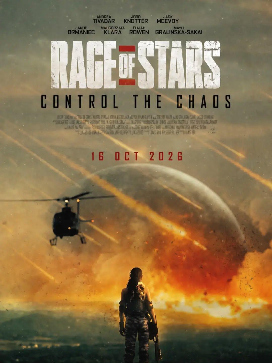 Este é o pôster oficial de Rage of Stars, filme de ficção científica e ação baseado no curta-metragem "No Stars Any More", vencedor de vários prêmios.Em um mundo do futuro próximo que está caindo no caos, a oficial da Isop Jemma (Andrea Tivadar) luta contra visões assustadoras que confundem a linha entre sonhos e dever. À medida que crianças desaparecem e espantalhos surgem ao lado de campos cheios de animais mortos, Jemma descobre um padrão terrível que relaciona os sequestros, as forças ocultas e o fim do mundo que se aproxima.O elenco é composto por Andrea Tivadar, Jord Knotter, Jack McEvoy, Elijah Rowen, Malgorzata Klara, Mayu Gralinska-Sakai, Jakub Ormaniec.O cineasta independente e autodidata polonês Lukasz Rog é o roteirista, diretor e produtor do filme, por meio de sua empresa, a Lukra Films. A trilha sonora conta com músicas de Paleowolf, Male, Ryan Taubert, Skrika, Davron Mananov e muitos outros.O longa-metragem independente "Rage of Stars" estreia mundialmente em 16 de outubro.•••#rageofstars #lukaszrog #filmesdeação #ficcaocientifica #andreativadar