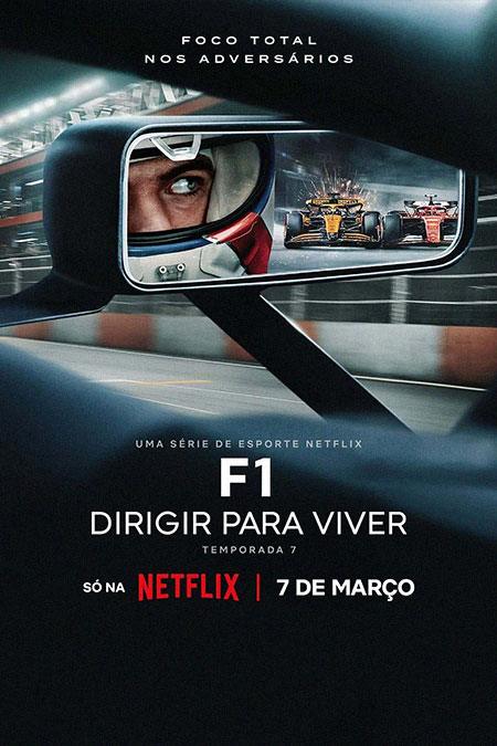 Pôster da série documental "Fórmula 1: Dirigir para Viver" (2019), direção Martin Webb, Nick Hardie, James Routh e Nonuk Walter.