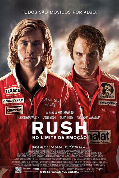 Pôster do filme "Rush - No Limite da Emoção" (2013), direção Ron Howard.