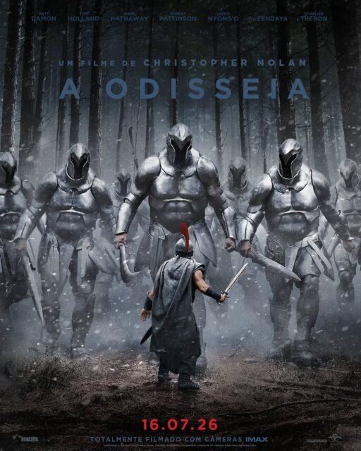 O novo pôster oficial de "A Odisseia", de Christopher Nolan, destaca o protagonista Odisseu (Matt Damon) enfrentando vários gigantes em meio a uma floresta coberta de neve.Com um elenco de peso, a superprodução foi inteiramente filmada com tecnologia IMAX.A estreia nos cinemas da adaptação épica do famoso poema clássico de Homero está prevista para 16 de julho de 2026.•••#aodisseia #christophernolan #mattdamon #homero #epico