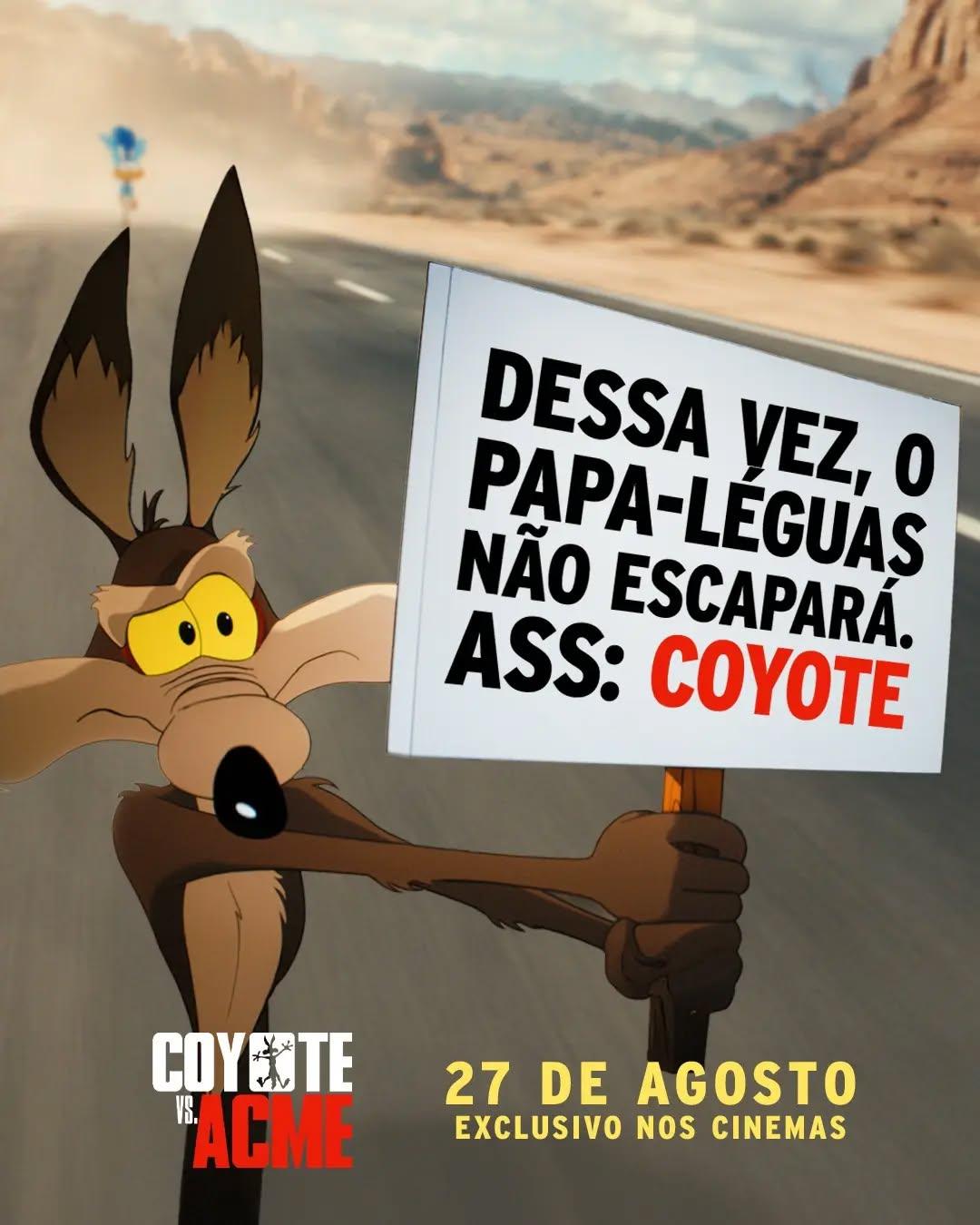 Wile E. Coyote tem uma mensagem para o Papa-Léguas, e eu tenho uma para você: "Coyote vs. Acme" estreia nos cinemas em 27 de agosto.•••#coyotevsacme #coyoteofilme #papaleguas #desenhoanimado #looneytunes