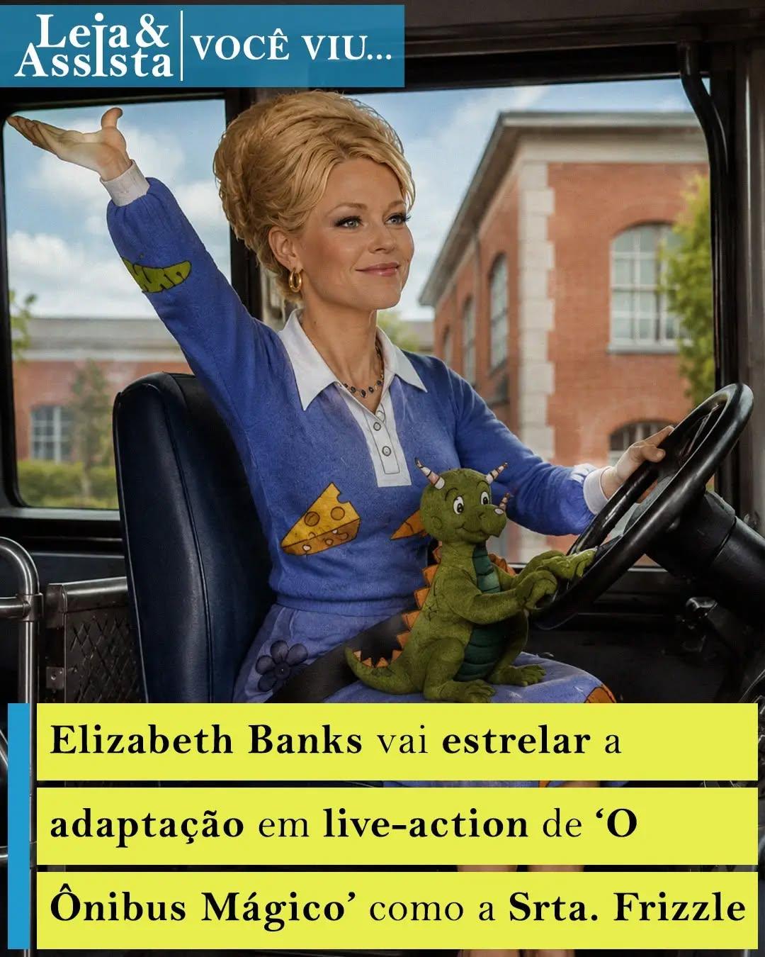 A atriz Elizabeth Banks levará o público em um passeio mágico ao trazer para as telas a excêntrica professora Srta. Frizzle (Valerie Frizzle) no live-action do clássico desenho animado dos anos 1990, "O Ônibus Mágico" (The Magic School Bus).O desenho animado "O Ônibus Mágico" finalmente sairá do papel e se transformará em live-action para o cinema. A Legendary Entertainment adquiriu os direitos da franquia infantil da Universal e já escalou sua estrela principal: Banks, de 52 anos.Rob Letterman, que dirigiu "Detetive Pikachu" em 2019, foi o nome contratado para dirigir o novo filme. Com 55 anos, o diretor tem experiência com animações e filmes live-action. Ele já foi roteirista e diretor de "O Espanta Tubarões" (2004) e do recente revival da série "Goosebumps" (2023-2025). Ainda não foram confirmados mais detalhes da trama desta nova adaptação.O Ônibus Mágico segue as aventuras da intrépida professora Valerie Frizzle e sua turma (com Carlos, Keesha, Phoebe, Arnold, Tim, Ralphie, Dorothy Ann, e Wanda) na Walkerville Elementary School. A bordo de um ônibus escolar mágico, com consciência própria e capacidade de se transformar, encolher ou expandir, a turma viaja para lugares improváveis, como o espaço sideral, o fundo do mar, a era dos dinossauros e o interior do corpo humano, para vivenciar conceitos científicos na prática.A famosa franquia de educação científica "O Ônibus Mágico" (The Magic School Bus) é uma adaptação da série de livros infantis infantis de Joanna Cole, com ilustrações de Bruce Degen. Lançada originalmente em 1986, a obra literária fez tanto sucesso que deu origem à aclamada série de animação na década de 1990, além de diversos outros produtos derivados. Em 2017, a Netflix lançou uma série derivada, na qual Kate McKinnon dublou a personagem principal.𝘍𝘰𝘯𝘵𝘦: 𝘗𝘦𝘰𝘱𝘭𝘦.•••#oOnibusMagico #elizabethbanks #robletterman #desenhoanimado #anos90