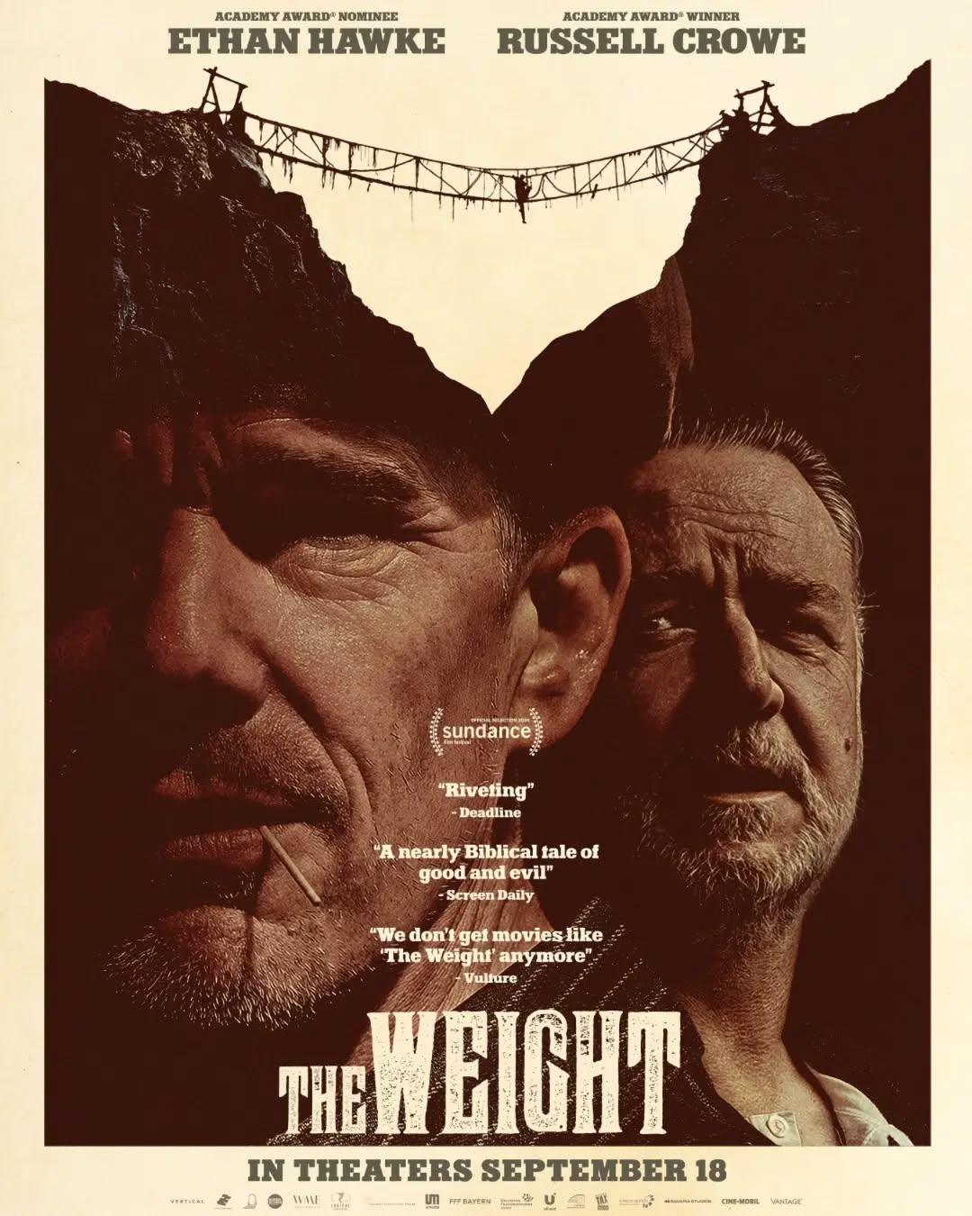 O filme de Padraic McKinley, The Weight, ganhou um novo pôster.Com Ethan Hawke, Austin Amelio, Russell Crowe e Julia Jones no elenco, o longa-metragem mistura drama histórico com thriller de sobrevivência e se passa em 1933, durante a Grande Depressão, no estado americano do Oregon.A história narra a jornada de Samuel Murphy (Ethan Hawke), um pai que é separado de sua filha durante a Grande Depressão. Para reencontrá-la, ele aceita uma missão perigosa proposta pelo diretor de um campo de trabalho forçado (Russell Crowe): contrabandear ouro pela natureza selvagem e mortal, enfrentando a violência e a traição de outros prisioneiros.A estreia nos EUA está marcada para 18 de setembro. A estreia de "The Weight" nos cinemas do Brasil ainda não tem uma data oficial confirmada.•••#theweight #filmesdeação #aventura #filmesdesuspense #ethanhawke