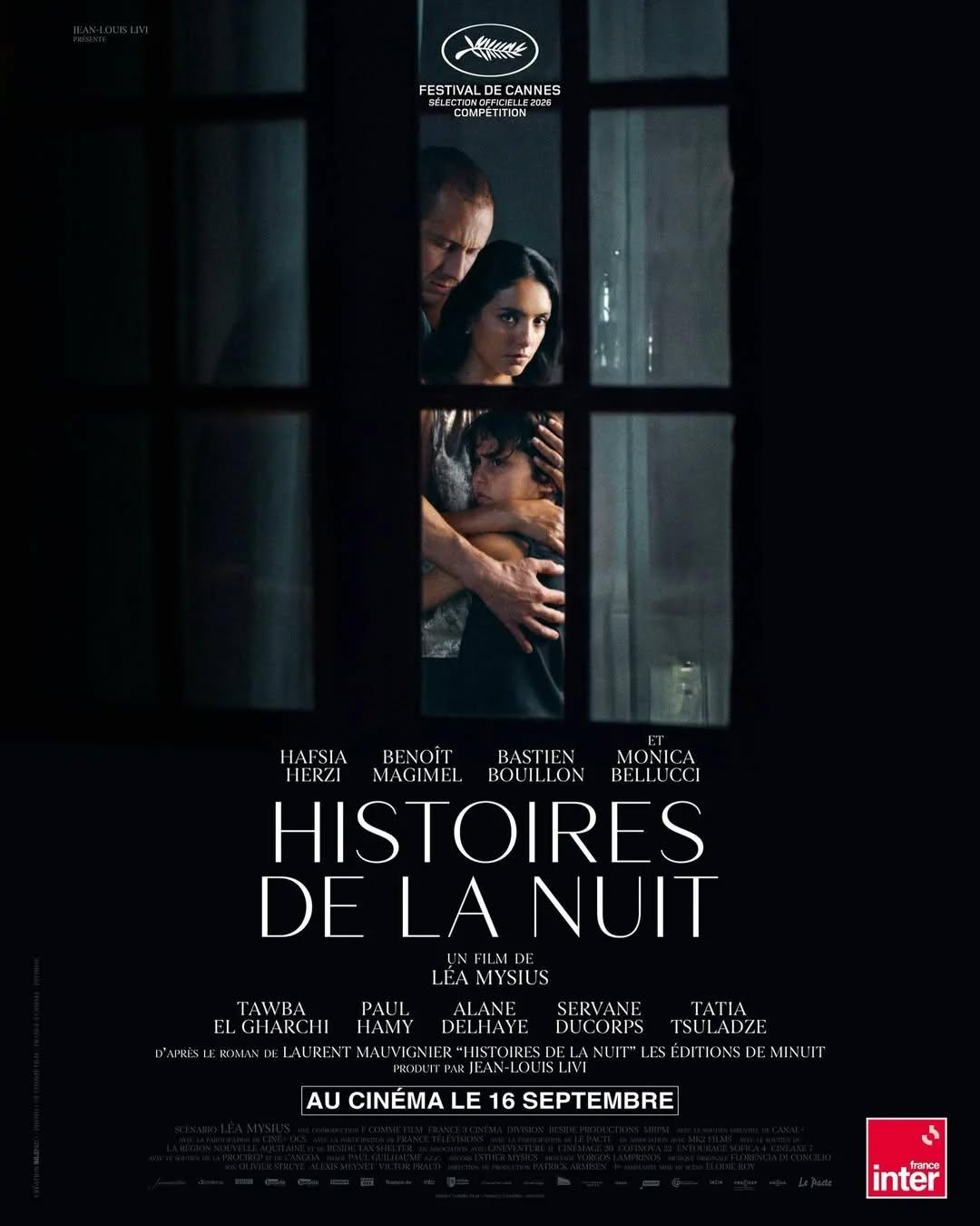 Pôster do filme "Histoires de la nuit" (The Birthday Party), dirigido por Léa Mysius com roteiro adaptado por Mysius do livro de Laurent Mauvignier.O elenco é estrelado por Hafsia Herzi, Benoît Magimel, Bastien Bouillon, Monica Bellucci, Tawba El Gharchi e Paul Hamy.Sua estreia mundial aconteceu na competição principal do Festival de Cannes de 2026, em 22 de maio, quando recebeu uma indicação à Palma de Ouro. O lançamento nos cinemas franceses está programado para 16 de setembro. Ainda não há data de lançamento para os cinemas brasileiros.•••#filmesdesuspense #laurentmauvignier #monicabellucci #hafsiaherzi #bastienbouillon