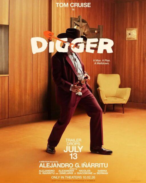 Arraste para o lado e veja os três pôsteres divulgados pela Warner Bros. do misterioso "Digger", o mais novo longa-metragem dirigido por Alejandro G. Iñárritu.Sinopse: O homem mais poderoso do mundo provoca um desastre global catastrófico. Ele então embarca em uma missão frenética e desesperada para se redimir e provar ser o salvador da humanidade, correndo contra o tempo para enfrentar as consequências de seus atos antes que tudo seja destruído.A obra é descrita como uma comédia satírica de humor negro ou, quem sabe, uma "comédia de proporções catastróficas". A estrela do elenco é ninguém mais, ninguém menos que o astro Tom Cruise.Também estão no elenco Riz Ahmed, Aetheria Angel, Robert John Burke, Kenton Craig, Emma D'Arcy, R.A. Donnelly, James Dryden, Ágota Dunai, John Goodman, Sandra Hüller, Aoife Hinds, Corey Johnson, Keith Higinbotham, Mary Higgins, Ross Hatt, Burn Gorman e Mary Higgins.Trata-se do primeiro filme original de Tom Cruise desde "Feito na América" (2017) e também do primeiro filme falado em inglês de Iñárritu desde o épico de ação "O Regresso" (2015), filme que finalmente rendeu o tão aguardado Oscar a Leonardo DiCaprio.O lançamento do filme "Digger" nos cinemas brasileiros está previsto para o dia 1º de outubro de 2026.•••#digger #alejandroginarritu #filmesdecomedia #humornegro #tomcruise